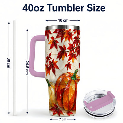 #pl[40oz|Pink] Jeweled Pumpkin Tumbler 40oz, Fall Tumbler, Stainless Steel Travel Cup