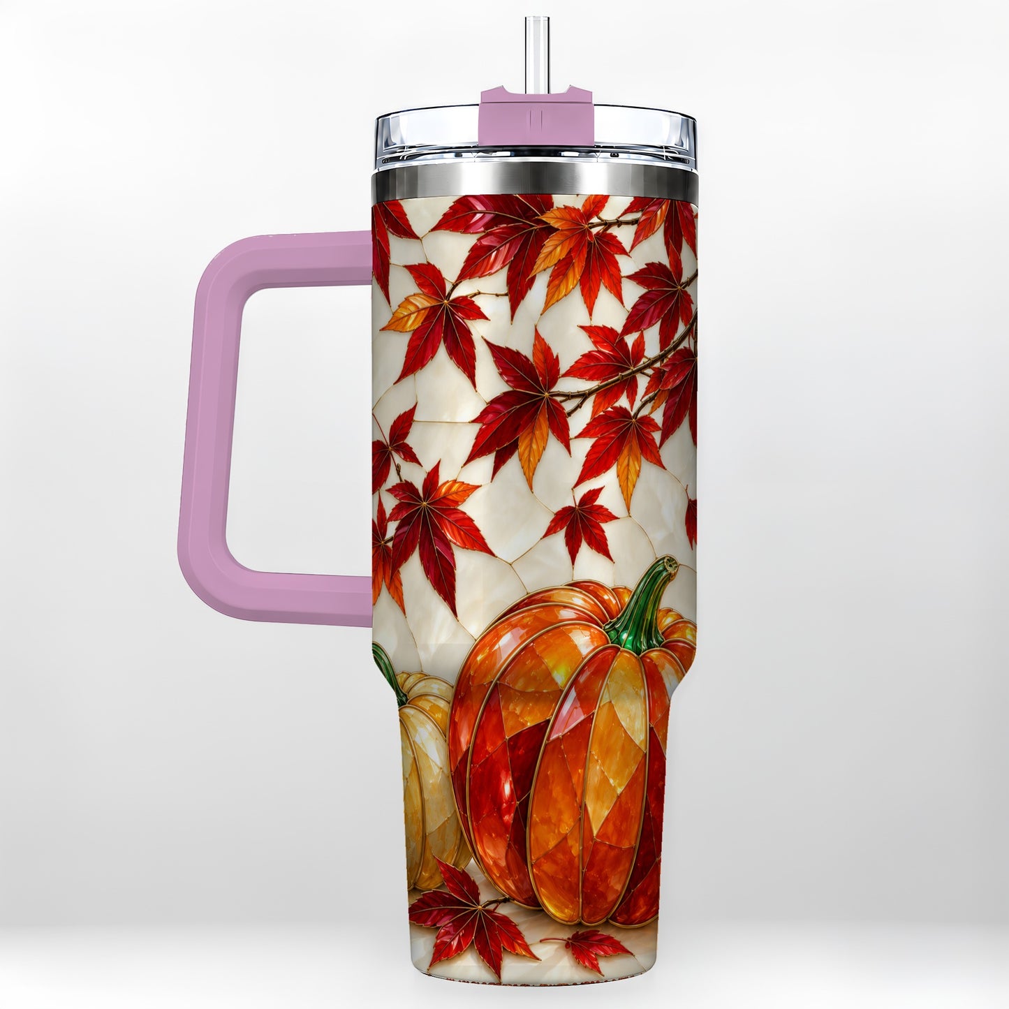 #pl[40oz|Pink] Jeweled Pumpkin Tumbler 40oz, Fall Tumbler, Stainless Steel Travel Cup