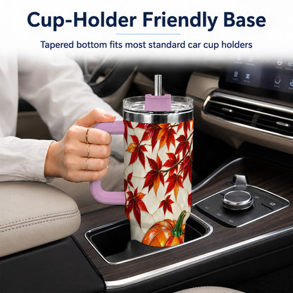 #pl[40oz|Pink] Jeweled Pumpkin Tumbler 40oz, Fall Tumbler, Stainless Steel Travel Cup