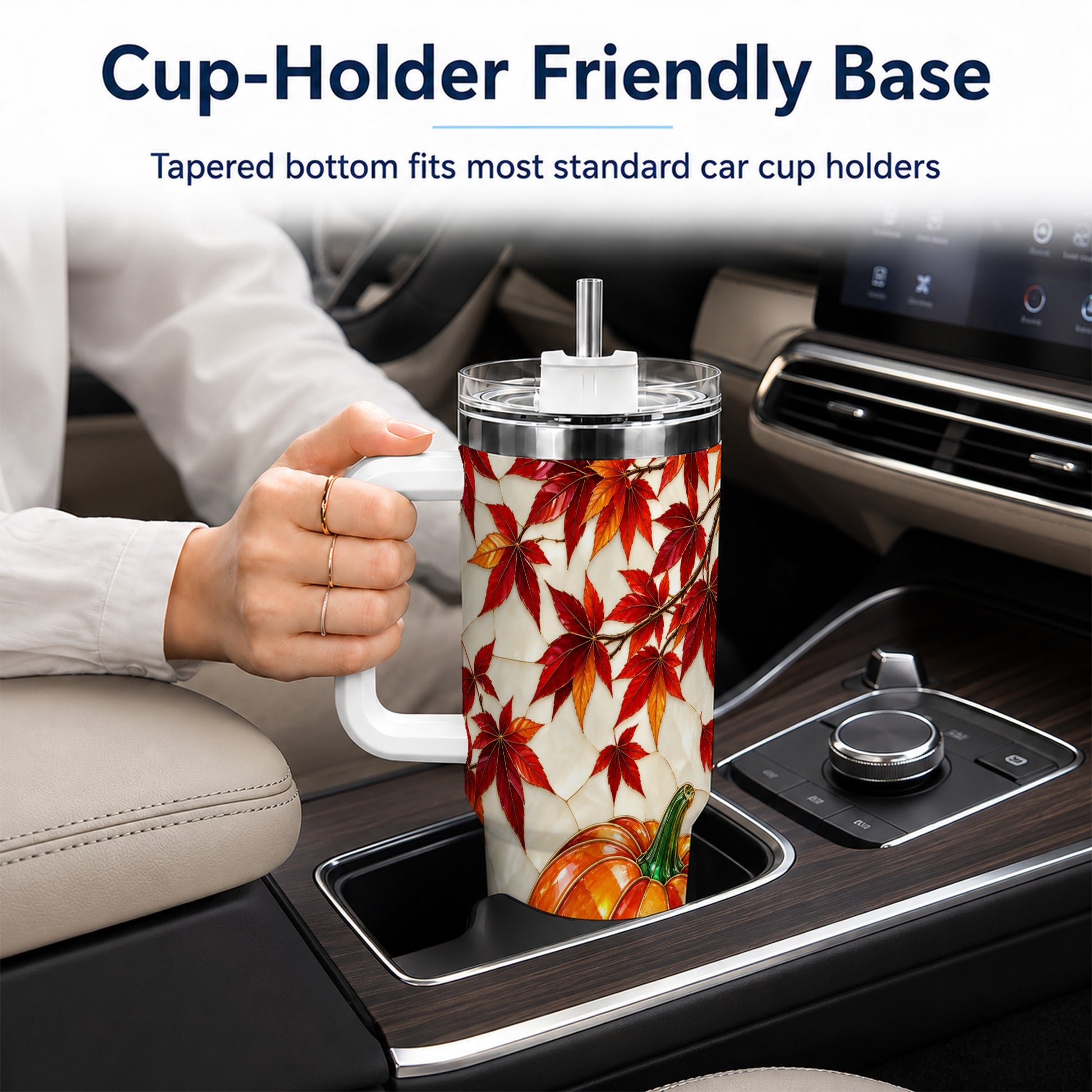 #pl[40oz|White] Jeweled Pumpkin Tumbler 40oz, Fall Tumbler, Stainless Steel Travel Cup