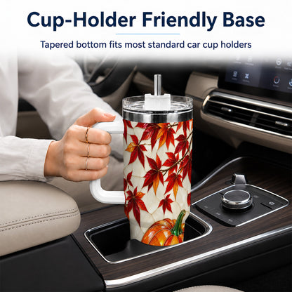 #pl[40oz|White] Jeweled Pumpkin Tumbler 40oz, Fall Tumbler, Stainless Steel Travel Cup