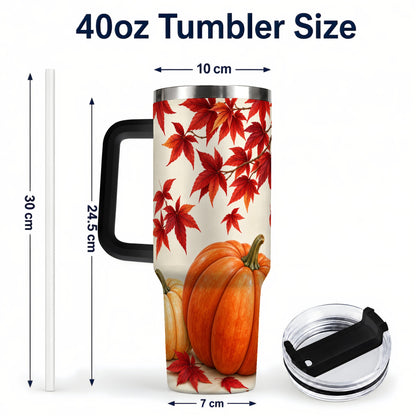 #pl[40oz|Black] Autumn Pumpkin Tumbler 40oz, Harvest Tumbler, Stainless Steel Travel Cup
