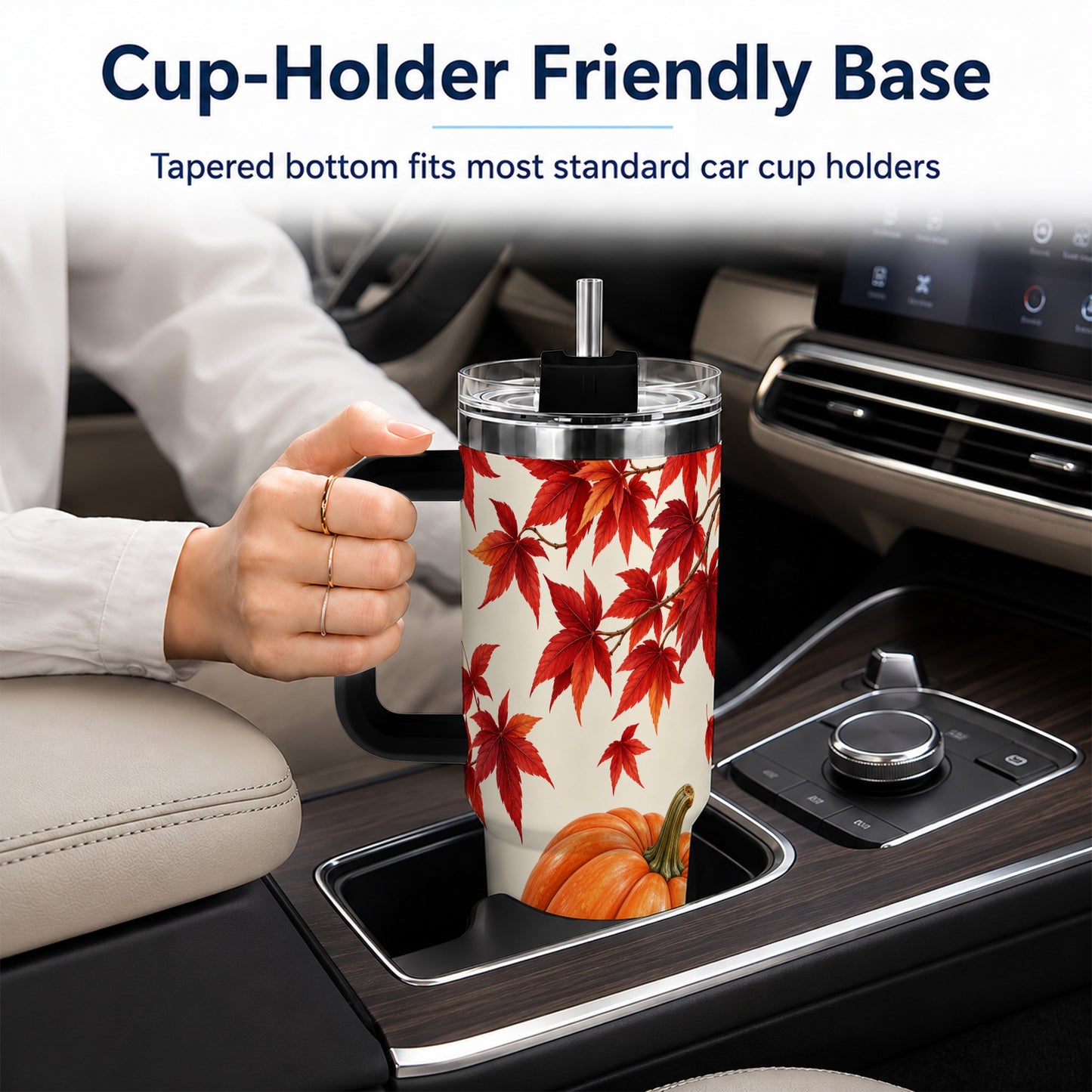 #pl[40oz|Black] Autumn Pumpkin Tumbler 40oz, Harvest Tumbler, Stainless Steel Travel Cup