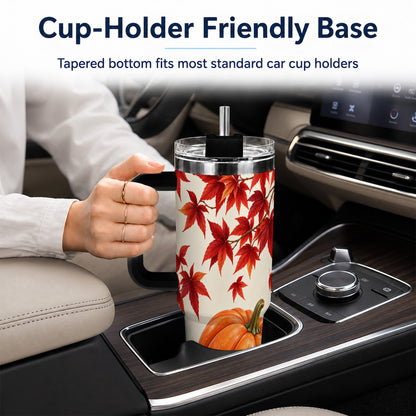 #pl[40oz|Black] Autumn Pumpkin Tumbler 40oz, Harvest Tumbler, Stainless Steel Travel Cup