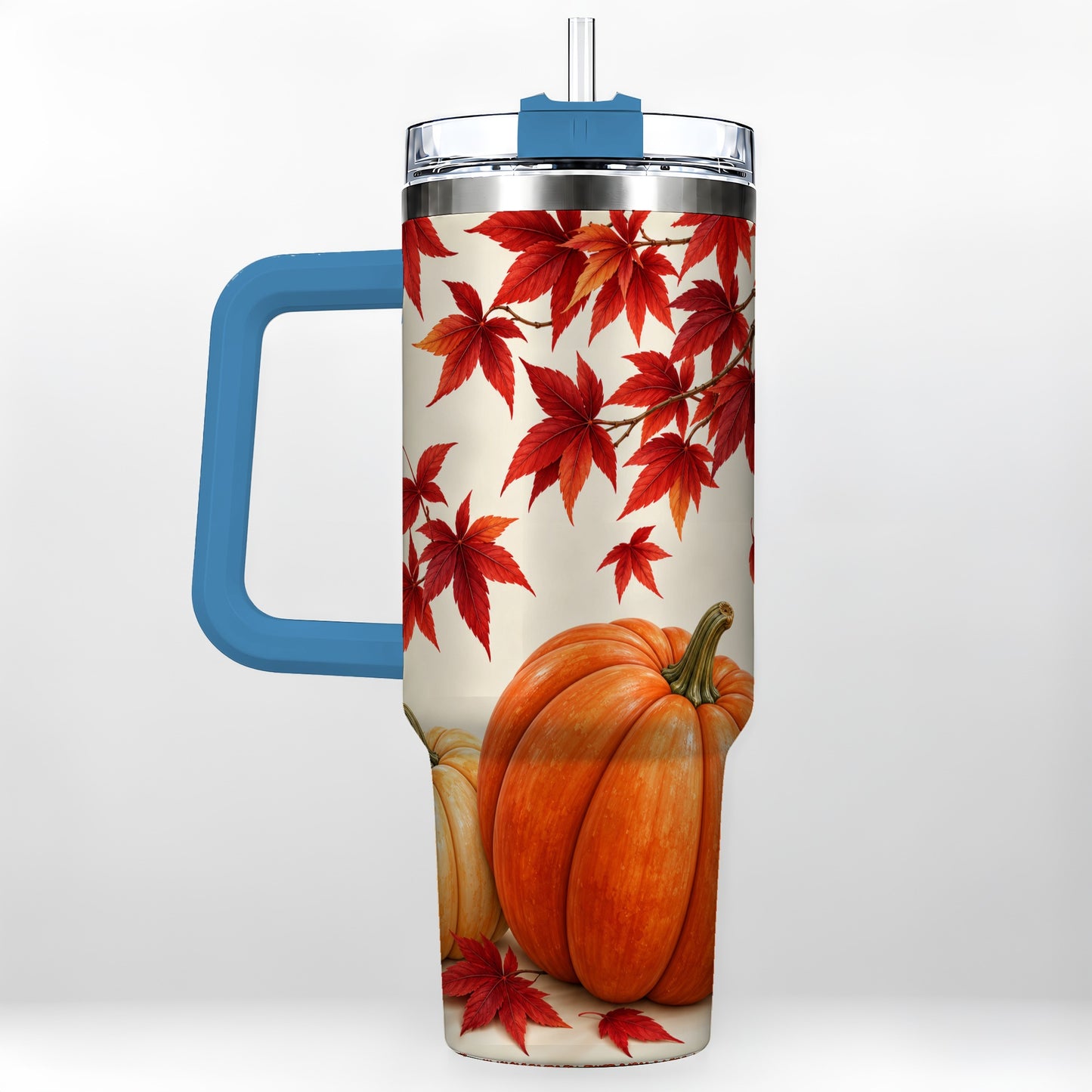 #pl[40oz|Blue] Autumn Pumpkin Tumbler 40oz, Harvest Tumbler, Stainless Steel Travel Cup