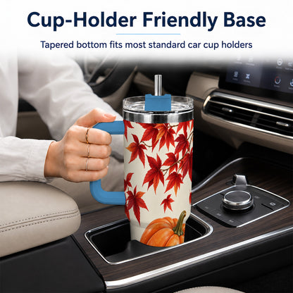 #pl[40oz|Blue] Autumn Pumpkin Tumbler 40oz, Harvest Tumbler, Stainless Steel Travel Cup