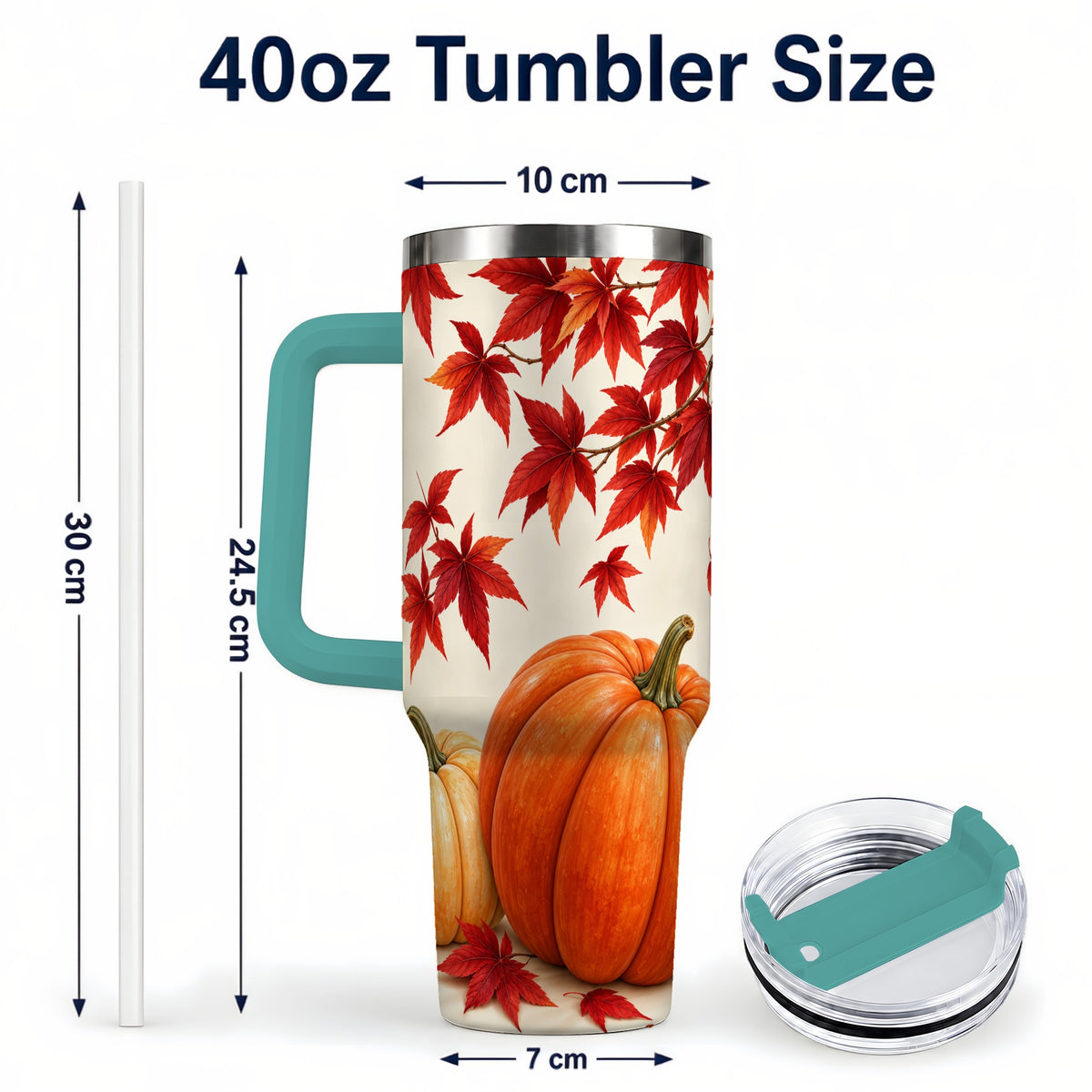 #pl[40oz|Green] Autumn Pumpkin Tumbler 40oz, Harvest Tumbler, Stainless Steel Travel Cup