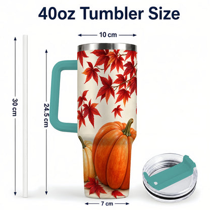 #pl[40oz|Green] Autumn Pumpkin Tumbler 40oz, Harvest Tumbler, Stainless Steel Travel Cup