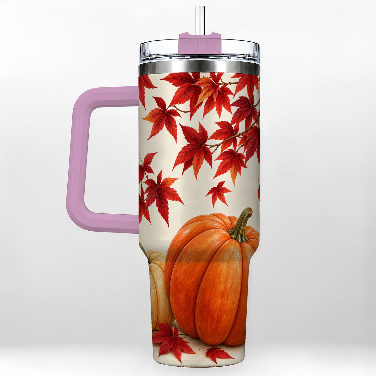 #pl[40oz|Pink] Autumn Pumpkin Tumbler 40oz, Harvest Tumbler, Stainless Steel Travel Cup