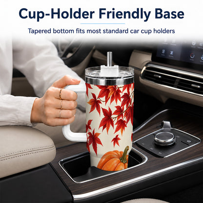 #pl[40oz|White] Autumn Pumpkin Tumbler 40oz, Harvest Tumbler, Stainless Steel Travel Cup