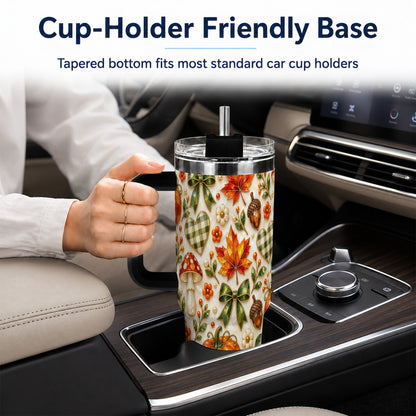 #pl[40oz|Black] Faceted Fall Tumbler 40oz, Pumpkin Tumbler, Stainless Steel Travel Cup