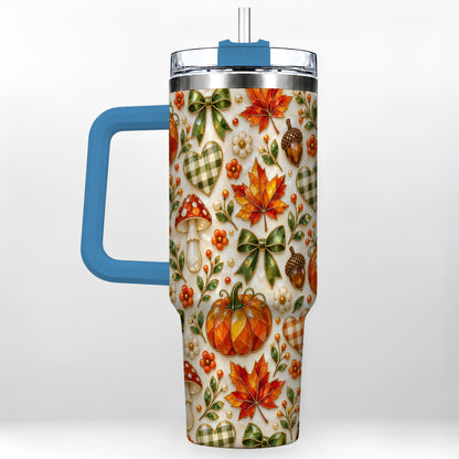 #pl[40oz|Blue] Faceted Fall Tumbler 40oz, Pumpkin Tumbler, Stainless Steel Travel Cup