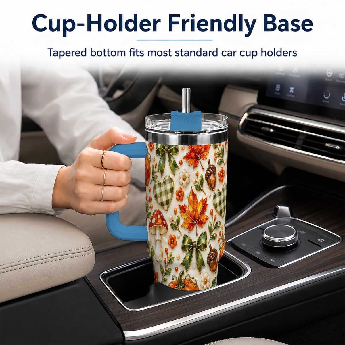 #pl[40oz|Blue] Faceted Fall Tumbler 40oz, Pumpkin Tumbler, Stainless Steel Travel Cup