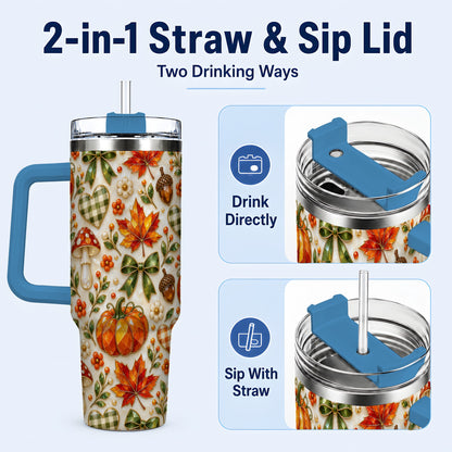 #pl[40oz|Blue] Faceted Fall Tumbler 40oz, Pumpkin Tumbler, Stainless Steel Travel Cup