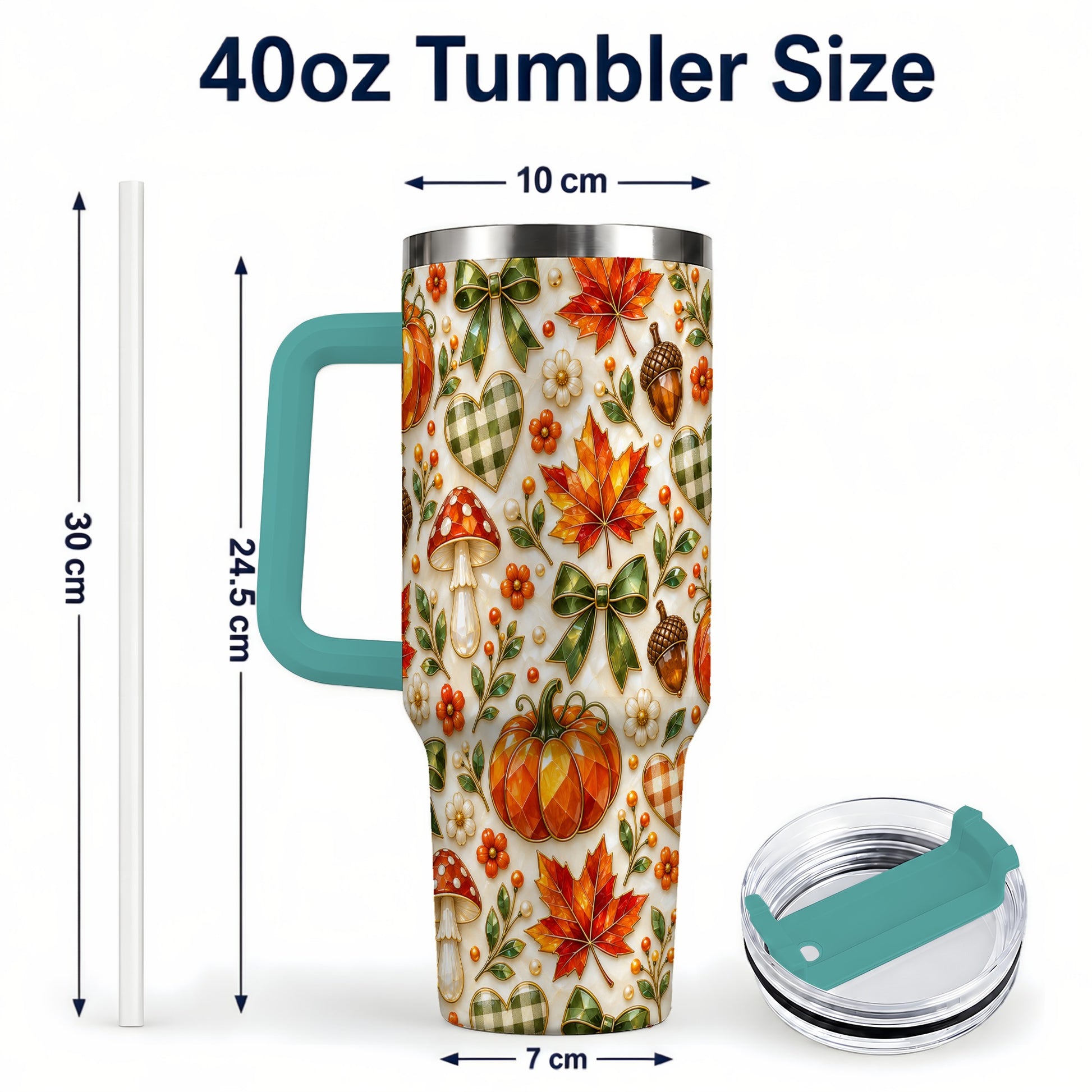 #pl[40oz|Green] Faceted Fall Tumbler 40oz, Pumpkin Tumbler, Stainless Steel Travel Cup