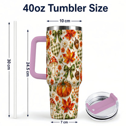 #pl[40oz|Pink] Faceted Fall Tumbler 40oz, Pumpkin Tumbler, Stainless Steel Travel Cup