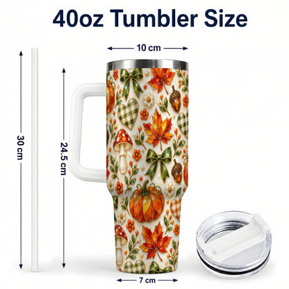 #pl[40oz|White] Faceted Fall Tumbler 40oz, Pumpkin Tumbler, Stainless Steel Travel Cup