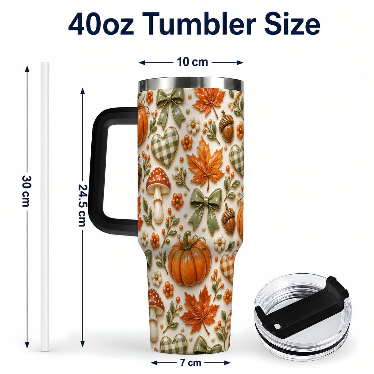 #pl[40oz|Black] Harvest Pumpkin Tumbler 40oz, Autumn Tumbler, Stainless Steel Travel Cup