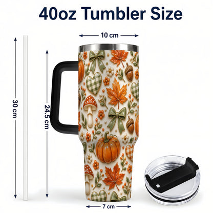 #pl[40oz|Black] Harvest Pumpkin Tumbler 40oz, Autumn Tumbler, Stainless Steel Travel Cup
