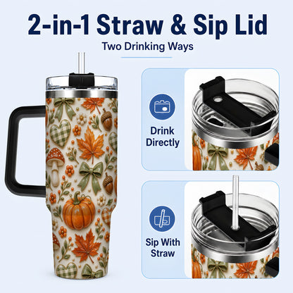 #pl[40oz|Black] Harvest Pumpkin Tumbler 40oz, Autumn Tumbler, Stainless Steel Travel Cup
