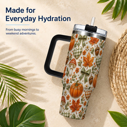 #pl[40oz|Black] Harvest Pumpkin Tumbler 40oz, Autumn Tumbler, Stainless Steel Travel Cup