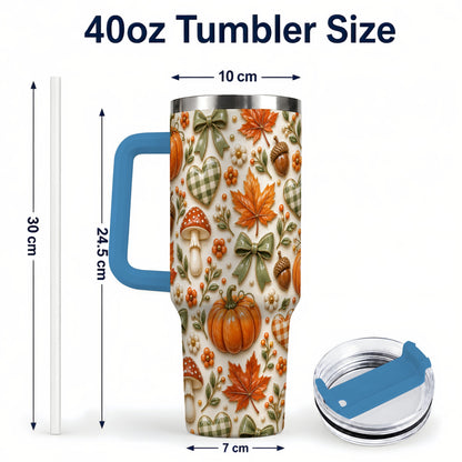 #pl[40oz|Blue] Harvest Pumpkin Tumbler 40oz, Autumn Tumbler, Stainless Steel Travel Cup