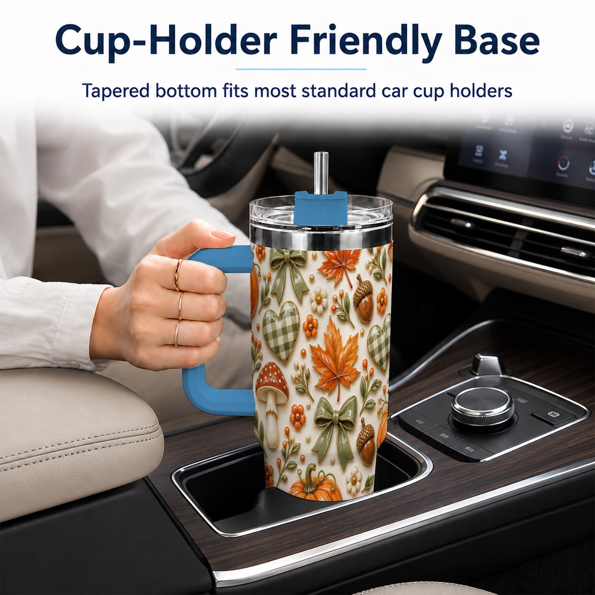 #pl[40oz|Blue] Harvest Pumpkin Tumbler 40oz, Autumn Tumbler, Stainless Steel Travel Cup