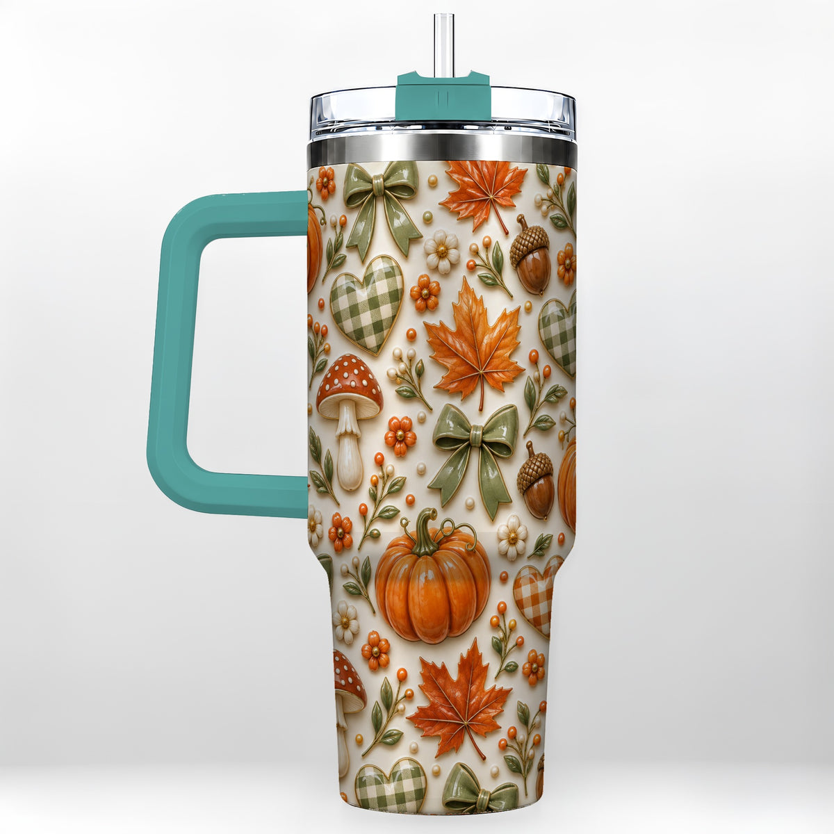 #pl[40oz|Green] Harvest Pumpkin Tumbler 40oz, Autumn Tumbler, Stainless Steel Travel Cup