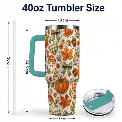 #pl[40oz|Green] Harvest Pumpkin Tumbler 40oz, Autumn Tumbler, Stainless Steel Travel Cup