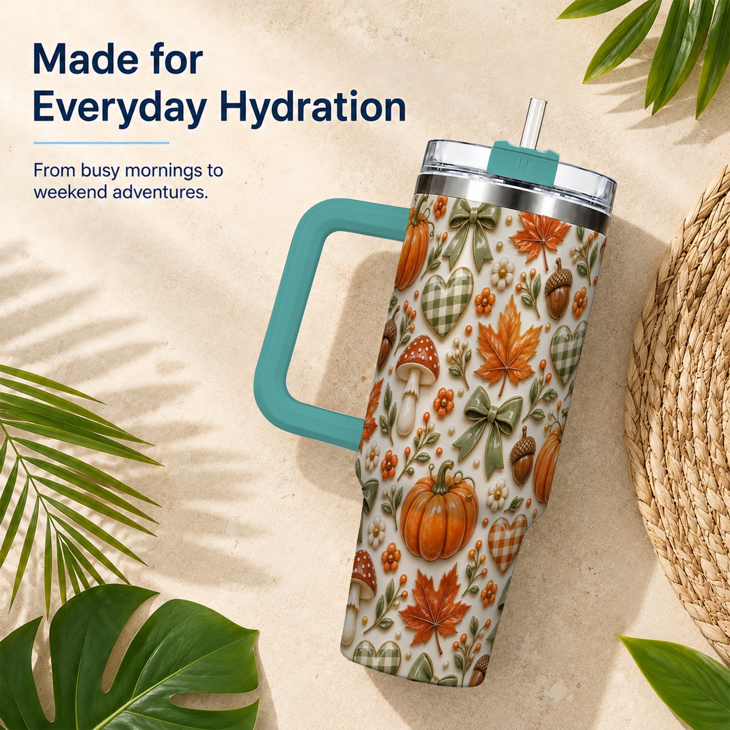 #pl[40oz|Green] Harvest Pumpkin Tumbler 40oz, Autumn Tumbler, Stainless Steel Travel Cup