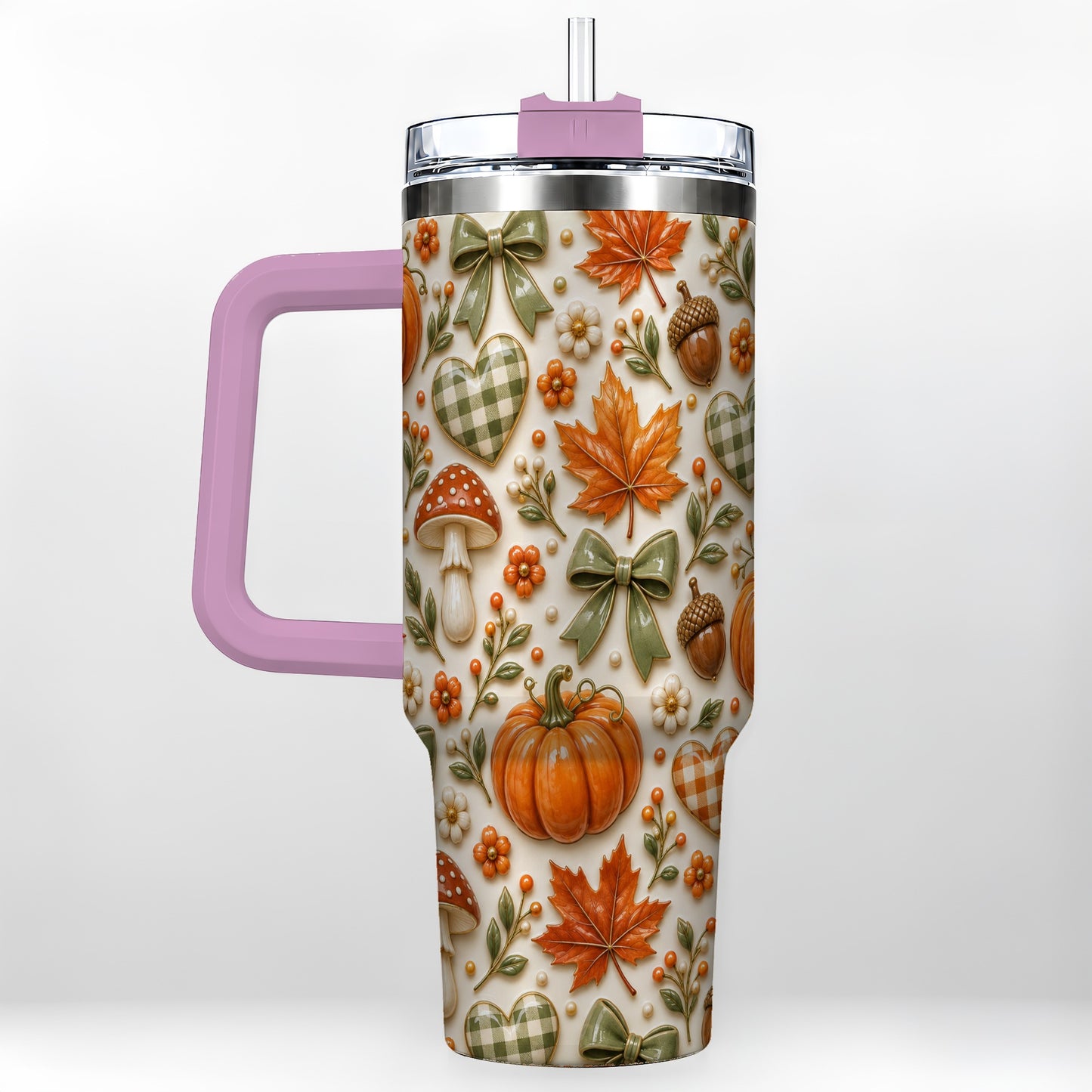 #pl[40oz|Pink] Harvest Pumpkin Tumbler 40oz, Autumn Tumbler, Stainless Steel Travel Cup