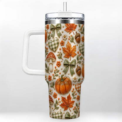 Harvest Pumpkin Tumbler 40oz, Autumn Tumbler, Stainless Steel Travel Cup