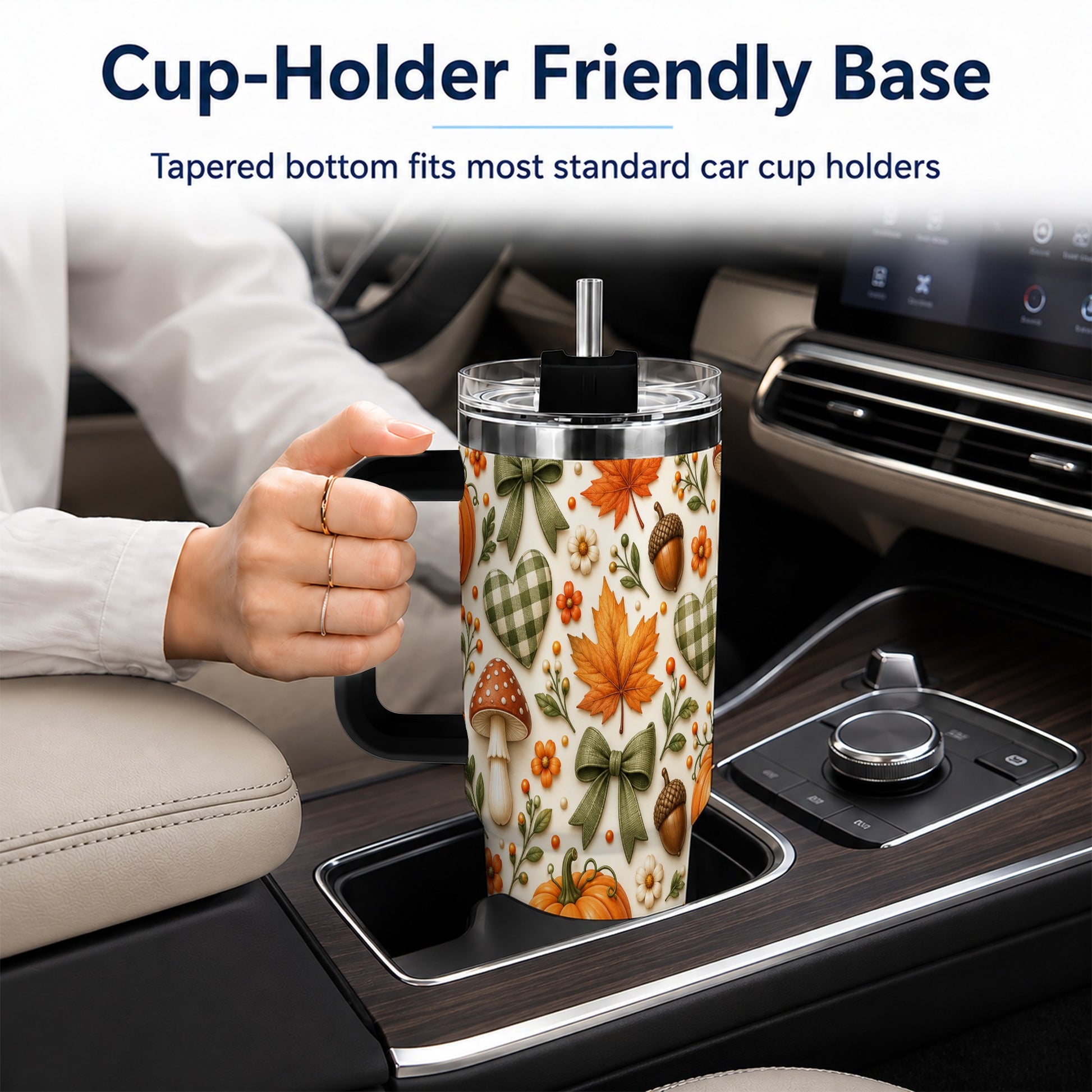 #pl[40oz|Black] Autumn Pumpkin 40oz Tumbler with Handle, Fall Harvest Travel Cup