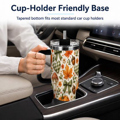 #pl[40oz|Black] Autumn Pumpkin 40oz Tumbler with Handle, Fall Harvest Travel Cup