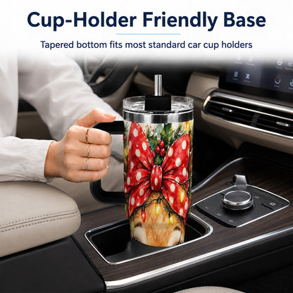#pl[40oz|Black] Cute Reindeer 40oz Tumbler with Handle, Christmas Stainless Steel Cup