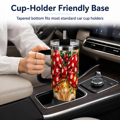#pl[40oz|Black] Jeweled Reindeer 40oz Tumbler with Handle, Holiday Stainless Steel Cup