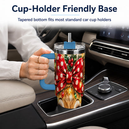 #pl[40oz|Blue] Jeweled Reindeer 40oz Tumbler with Handle, Holiday Stainless Steel Cup