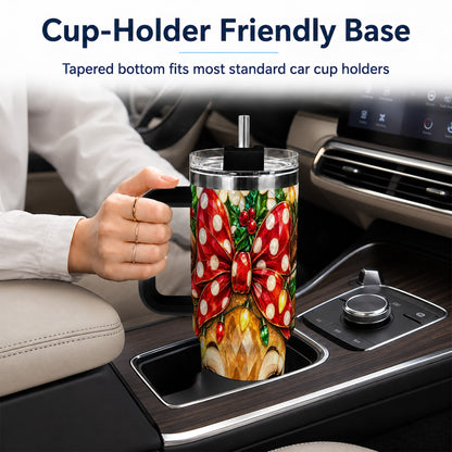 #pl[40oz|Black] Mosaic Reindeer 40oz Tumbler with Handle, Christmas Stainless Steel Cup