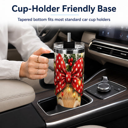 #pl[40oz|Black] Cute Reindeer 40oz Tumbler with Handle, Holiday Stainless Steel Cup