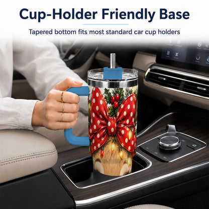 #pl[40oz|Blue] Cute Reindeer 40oz Tumbler with Handle, Holiday Stainless Steel Cup