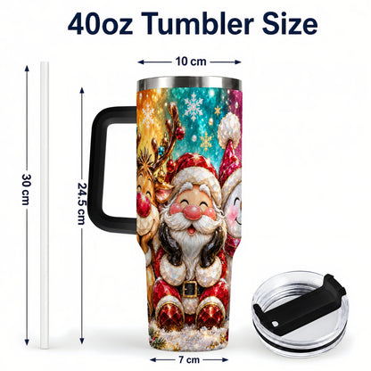 #pl[40oz|Black] Christmas Friends 40oz Tumbler with Handle, Festive Stainless Steel Cup