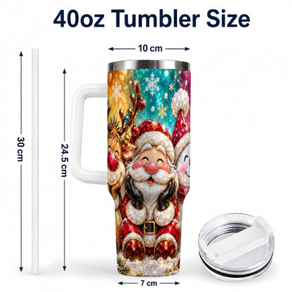 #pl[40oz|White] Christmas Friends 40oz Tumbler with Handle, Festive Stainless Steel Cup