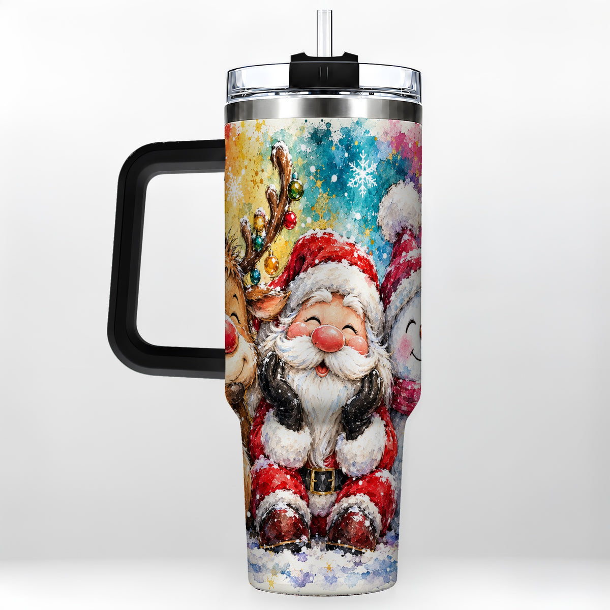 #pl[40oz|Black] Santa Snowman 40oz Tumbler, Christmas Tumbler, Stainless Steel Travel Cup
