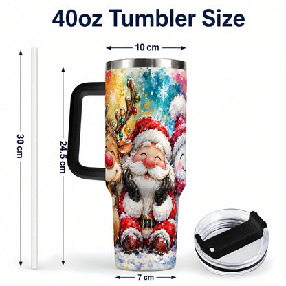 #pl[40oz|Black] Santa Snowman 40oz Tumbler, Christmas Tumbler, Stainless Steel Travel Cup