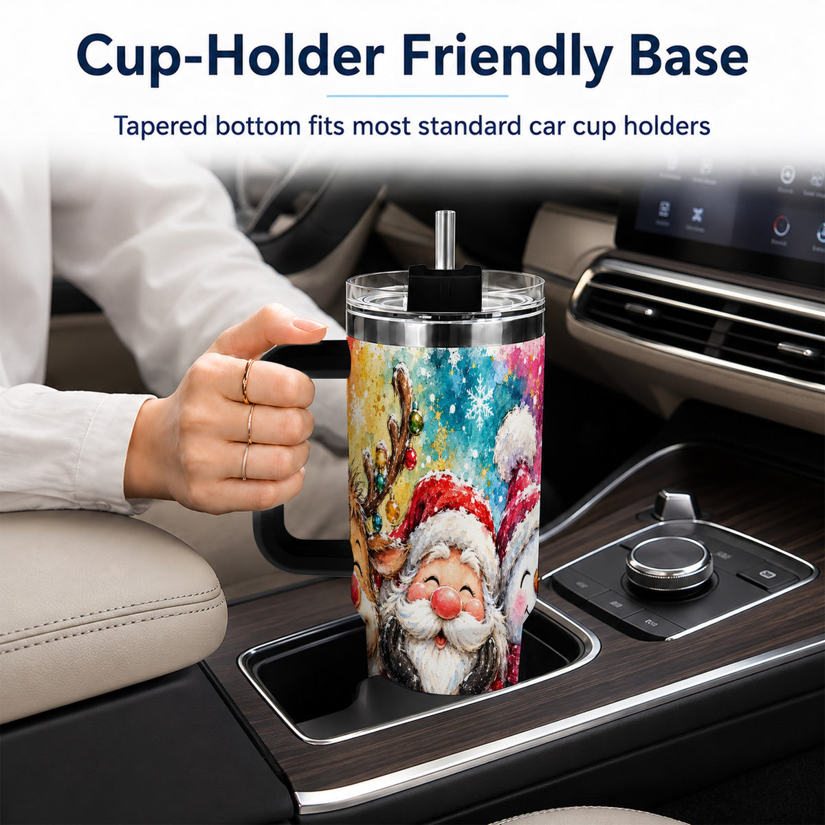 #pl[40oz|Black] Santa Snowman 40oz Tumbler, Christmas Tumbler, Stainless Steel Travel Cup