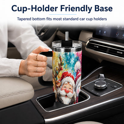 #pl[40oz|Black] Santa Snowman 40oz Tumbler, Christmas Tumbler, Stainless Steel Travel Cup
