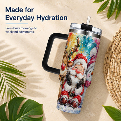 #pl[40oz|Black] Santa Snowman 40oz Tumbler, Christmas Tumbler, Stainless Steel Travel Cup