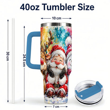#pl[40oz|Blue] Santa Snowman 40oz Tumbler, Christmas Tumbler, Stainless Steel Travel Cup