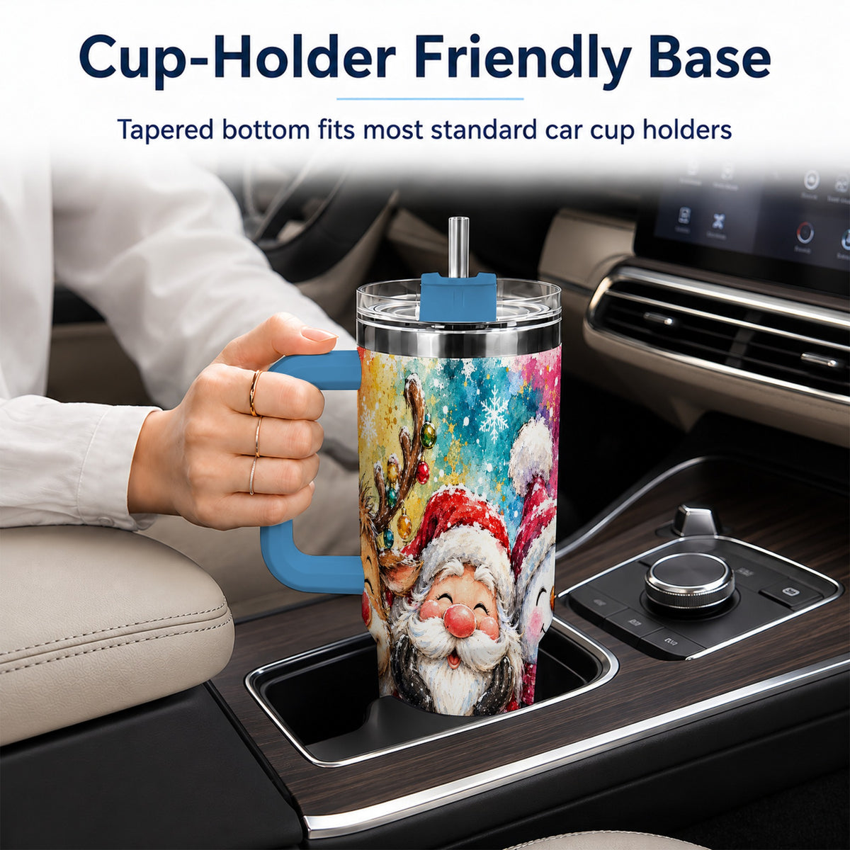 #pl[40oz|Blue] Santa Snowman 40oz Tumbler, Christmas Tumbler, Stainless Steel Travel Cup