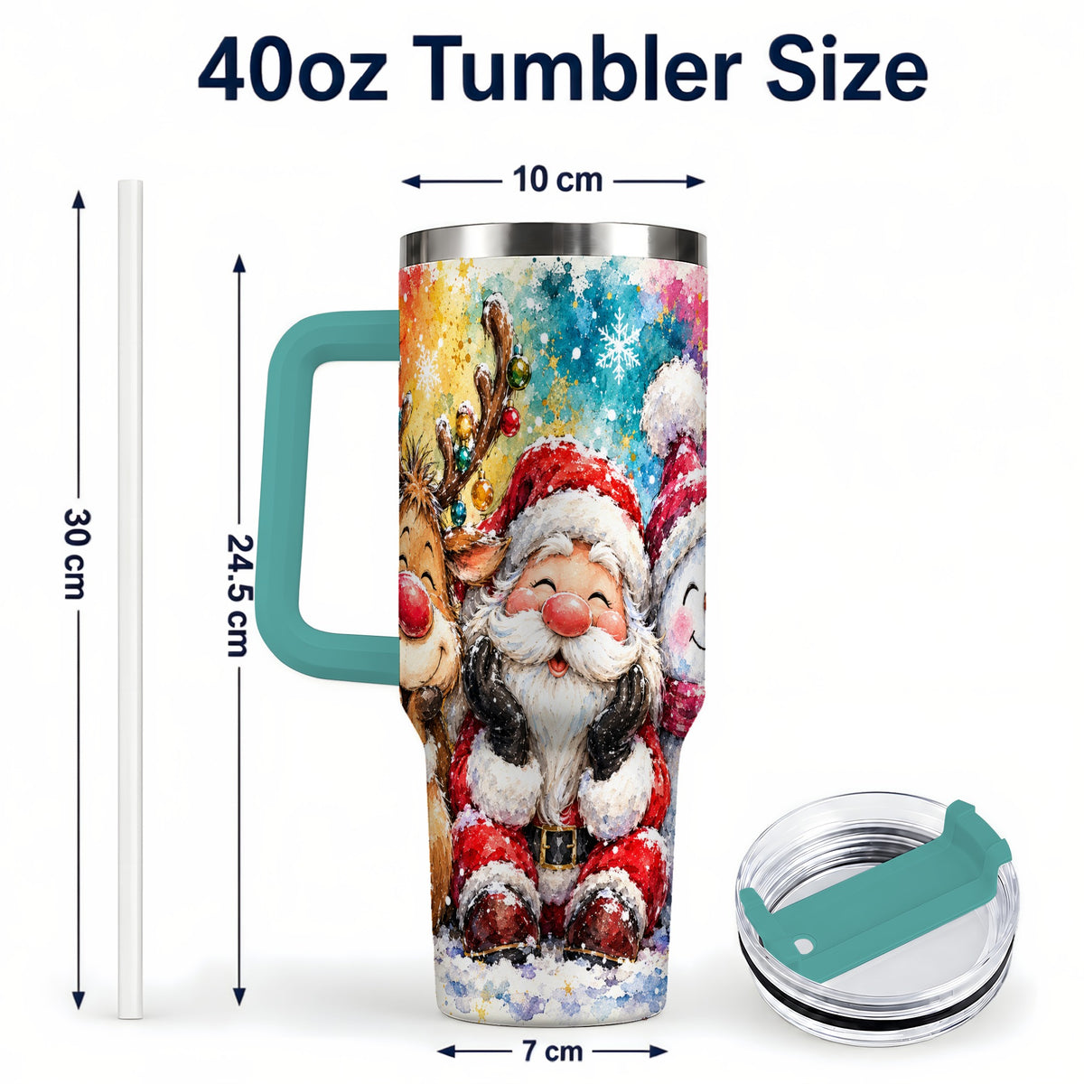 #pl[40oz|Green] Santa Snowman 40oz Tumbler, Christmas Tumbler, Stainless Steel Travel Cup
